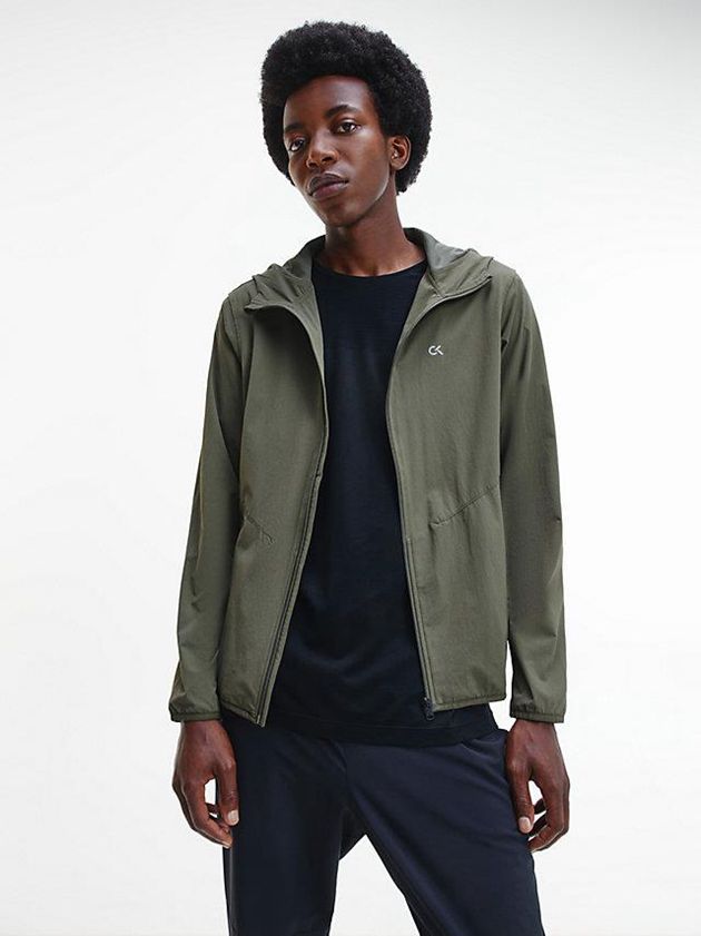 Calvin Klein USA Hooded Windbreaker Mens Jacket Olive 7489310-ET